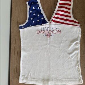 Ladies Harley-Davidson Red, White & Blue Striped Tank, New York City, Medium